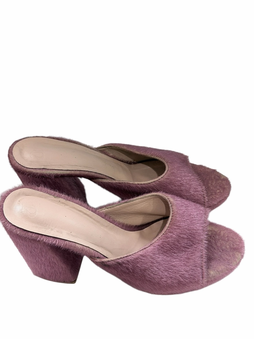Arch NYC Mauve Faux-Fur Open-Toe Block Heel Mules
